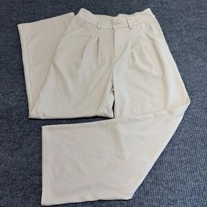 Women's Small High Waist Pleated Wide Leg Pants Minimalist Chic Relaxed Fit